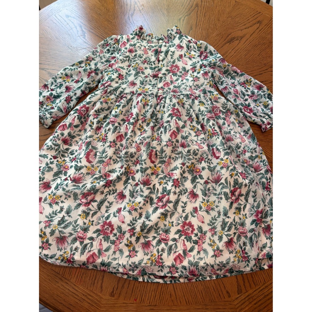 Janie and Jack Girls‎ White Floral Long Sleeve Ruffle Dress Size 10 - Picture 8 of 8